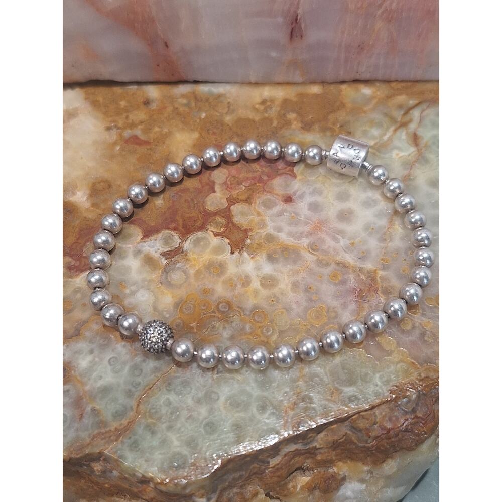 Pandora 598342CZ String of Beads Pavé Bracelet ALE S925 Retired VG++ Sweet!